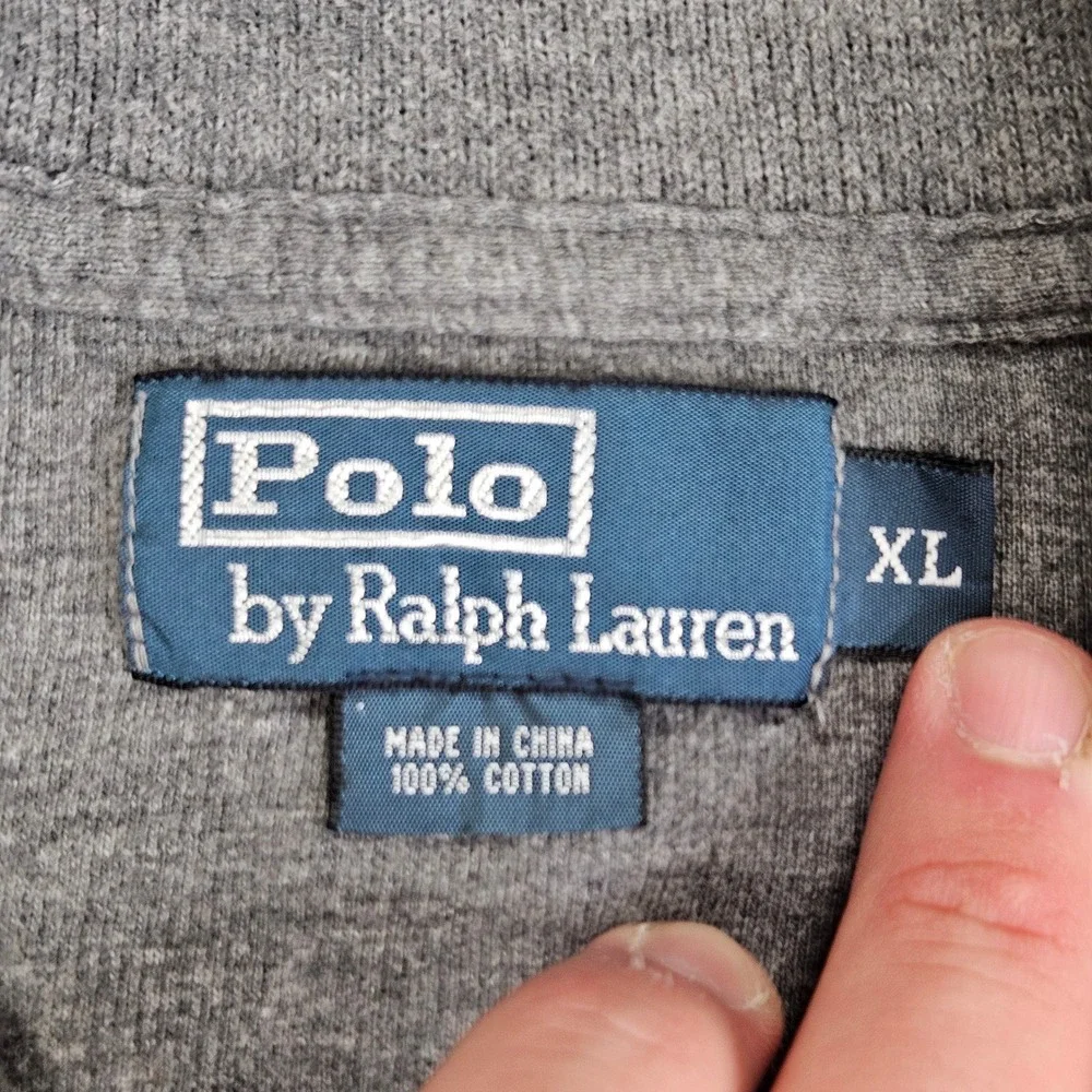 Virginia Cavaliers Polo Ralph Lauren Quarter Zip Pullover Mens XL Gray UVA Logo